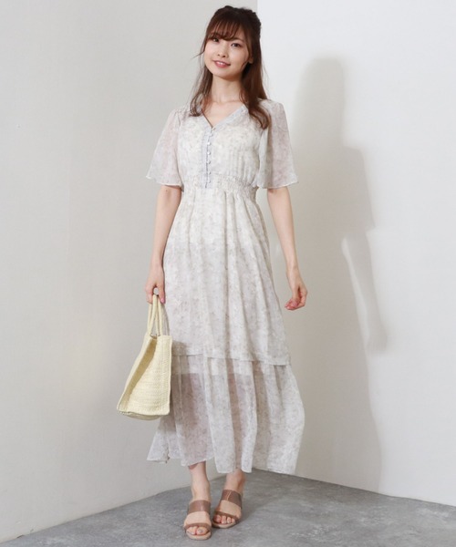 archives（アルシーヴ）の「花柄ティアードワンピース（ワンピース・レディース・オレンジ/グリーン/シルバーグレー・MEDIUM）」の13枚目の写真