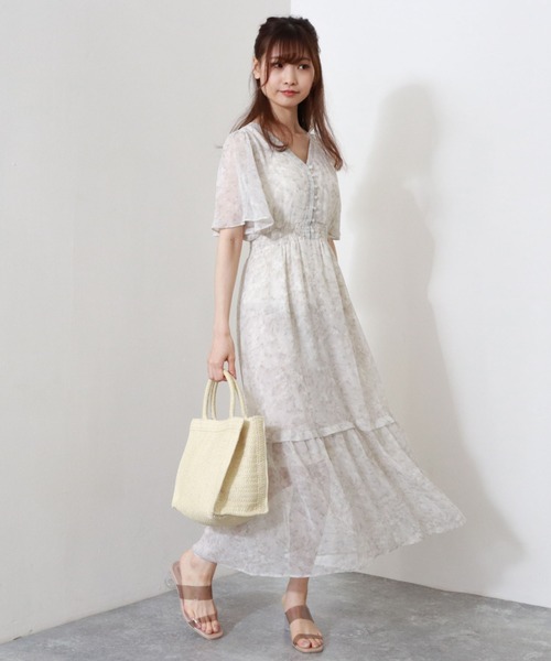 archives（アルシーヴ）の「花柄ティアードワンピース（ワンピース・レディース・オレンジ/グリーン/シルバーグレー・MEDIUM）」の12枚目の写真