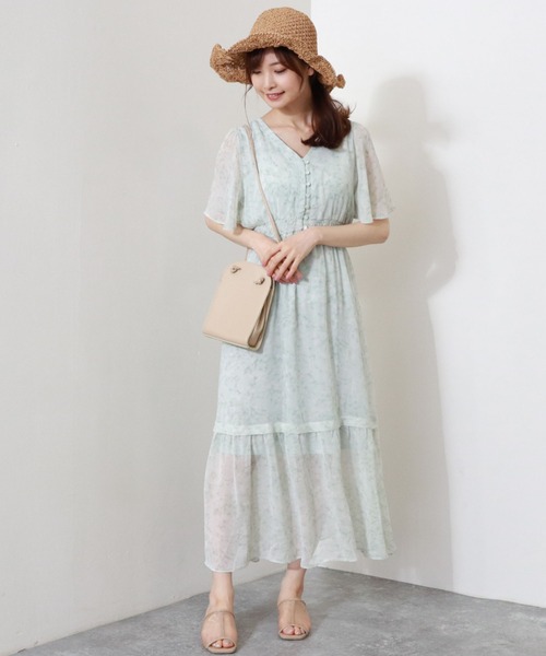 archives（アルシーヴ）の「花柄ティアードワンピース（ワンピース・レディース・オレンジ/グリーン/シルバーグレー・MEDIUM）」の7枚目の写真