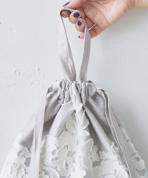 BEARDSLEY（ビアズリー）の「ジャガード巾着（トートバッグ・レディース・グレー/モカ・FREE）」の3枚目の写真