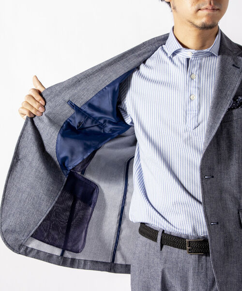 NOLLEY'S goodman(ノーリーズグッドマン)の「COOL DOTS セットアップ テーラードジャケット (※着やすさ動きやすさを追求した快適素材)(テーラードジャケット・メンズ・ライトブルー/インディゴブルー/グレー・SMALL/MEDIUM/X-LARGE/LARGE)」の7枚目の写真