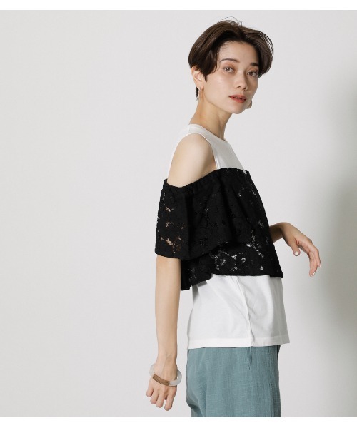 LACE LAYERED RUFFLE TOPS/レースレイヤードラッフルトップス