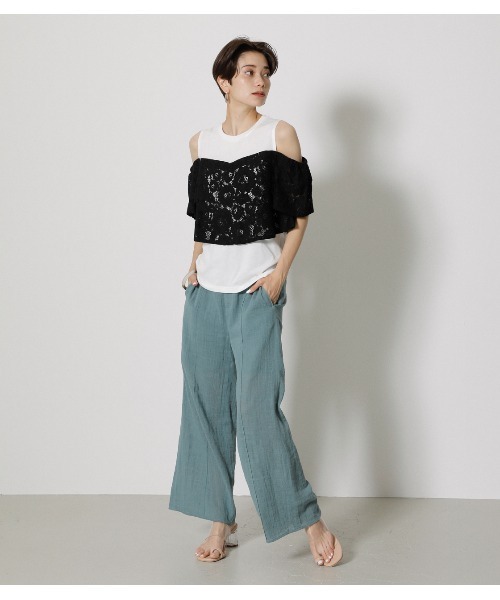 トップス MESH LAYERED TOP 楽天市場】【クーポン利用で50％OFF】ショート丈メッシュニット