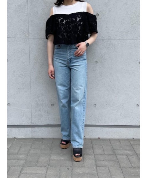AZUL by moussy（アズールバイマウジー）の「LACE LAYERED RUFFLE TOPS/レースレイヤードラッフルトップス（タンクトップ・レディース・ブラック/ライトグリーン/ダークベージュ・MEDIUM/SMALL）」の21枚目の写真