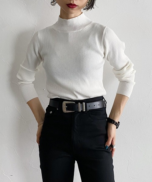 PAGEBOY（ページボーイ）の「リブタートルニット（ニット/セーター・レディース・ブラック/オフホワイト/ブラウン系その他/グリーン系その他/アクア/オレンジ・FREE）」の2枚目の写真