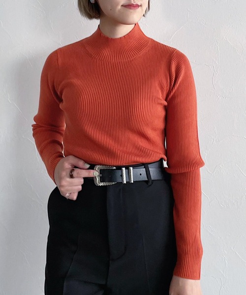 PAGEBOY（ページボーイ）の「リブタートルニット（ニット/セーター・レディース・ブラック/オフホワイト/ブラウン系その他/グリーン系その他/アクア/オレンジ・FREE）」の6枚目の写真