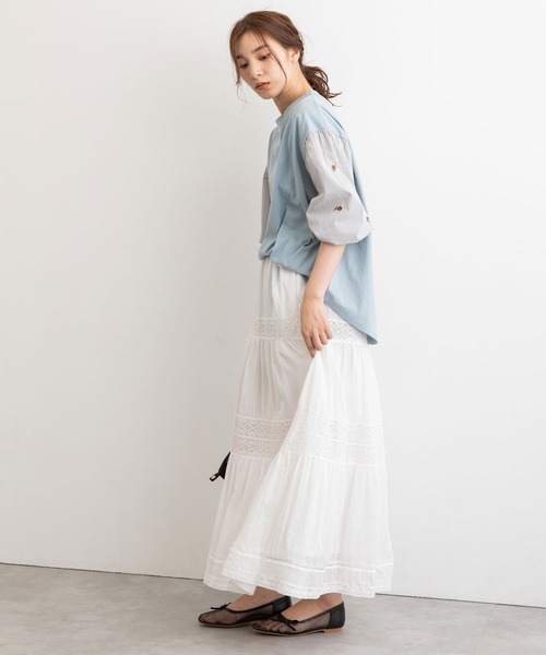 POU DOU DOU(プードゥドゥ)の「空羽コットンティアードスカート(スカート・レディース・ブラック/オフホワイト・3)」の20枚目の写真