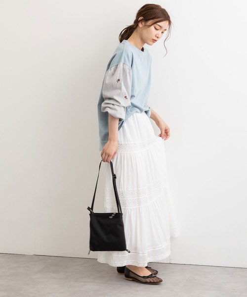 POU DOU DOU(プードゥドゥ)の「空羽コットンティアードスカート(スカート・レディース・ブラック/オフホワイト・3)」の11枚目の写真