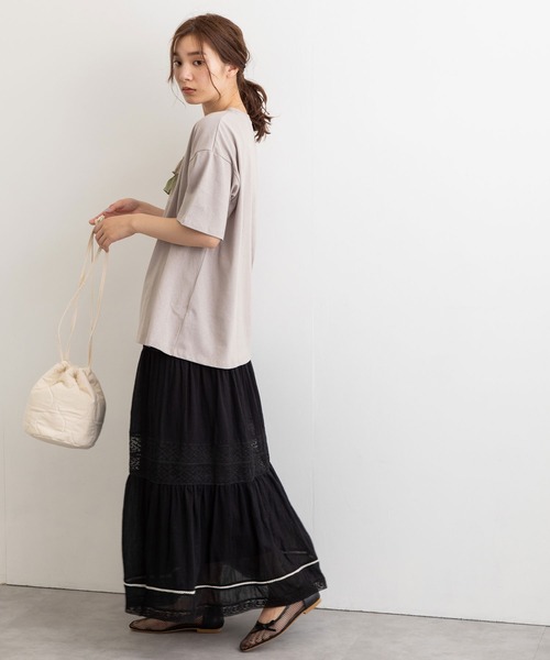 POU DOU DOU(プードゥドゥ)の「空羽コットンティアードスカート(スカート・レディース・ブラック/オフホワイト・3)」の12枚目の写真