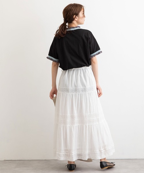 POU DOU DOU(プードゥドゥ)の「空羽コットンティアードスカート(スカート・レディース・ブラック/オフホワイト・3)」の17枚目の写真