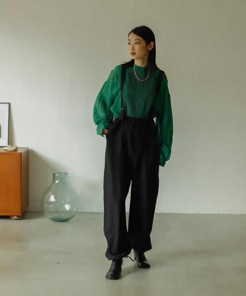 Birthday room（バースデイルーム）の「2wayでスタイリング幅をアップ。アーミーサロペットパンツ（サロペット/オーバーオール・レディース・ブラック/カーキ/オレンジ・FREE）」の4枚目の写真