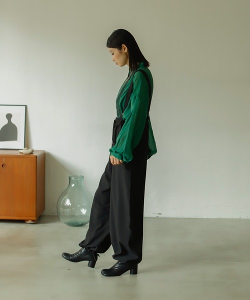 Birthday room（バースデイルーム）の「2wayでスタイリング幅をアップ。アーミーサロペットパンツ（サロペット/オーバーオール・レディース・ブラック/カーキ/オレンジ・FREE）」の6枚目の写真