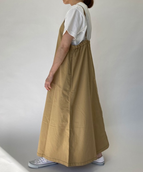 BROOKLYN OVERALL（ブルックリンオーバーオール）の「強撚オックスマキシキャミワンピース（ワンピース・レディース・ベージュ/ネイビー・FREE）」の8枚目の写真