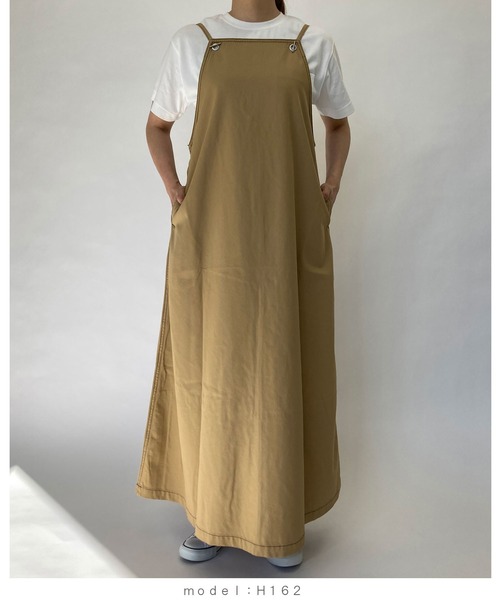 BROOKLYN OVERALL（ブルックリンオーバーオール）の「強撚オックスマキシキャミワンピース（ワンピース・レディース・ベージュ/ネイビー・FREE）」の11枚目の写真