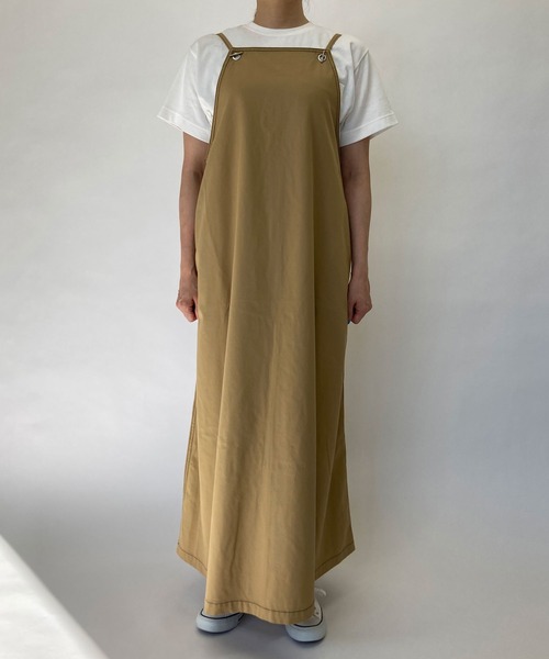 BROOKLYN OVERALL（ブルックリンオーバーオール）の「強撚オックスマキシキャミワンピース（ワンピース・レディース・ベージュ/ネイビー・FREE）」の5枚目の写真