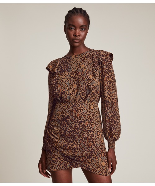 ALLSAINTS(オールセインツ)の「ELODIE HALFTONE DRES | ELODIE ハーフトーン ドレス・ワンピース(ワンピース・レディース・ブラウン系・4/2/6/8)」の1枚目の写真
