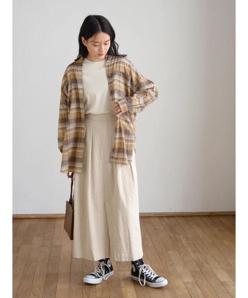 AMERICAN HOLIC（アメリカンホリック）の「Wポケットバックタックシャツチュニック（Tシャツ/カットソー・レディース・ストライプ/オフホワイト/チェック・L/M）」の11枚目の写真