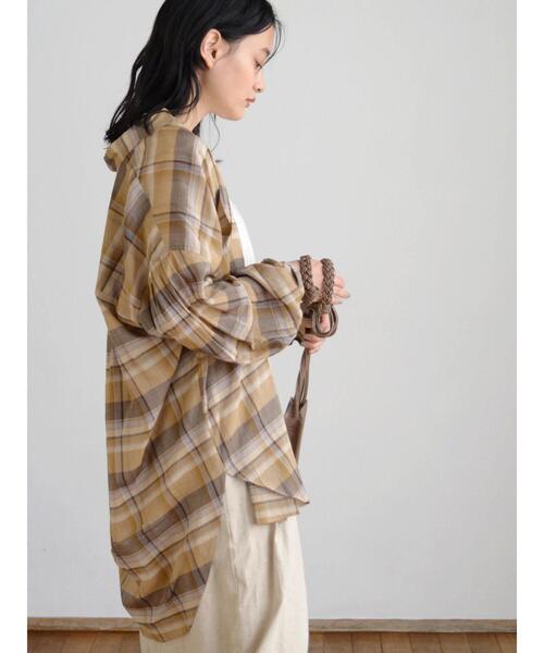 AMERICAN HOLIC（アメリカンホリック）の「Wポケットバックタックシャツチュニック（Tシャツ/カットソー・レディース・ストライプ/オフホワイト/チェック・L/M）」の12枚目の写真