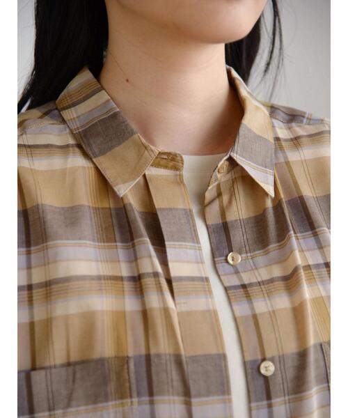 AMERICAN HOLIC（アメリカンホリック）の「Wポケットバックタックシャツチュニック（Tシャツ/カットソー・レディース・ストライプ/オフホワイト/チェック・L/M）」の14枚目の写真