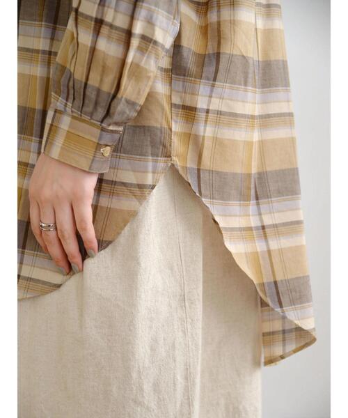 AMERICAN HOLIC（アメリカンホリック）の「Wポケットバックタックシャツチュニック（Tシャツ/カットソー・レディース・ストライプ/オフホワイト/チェック・L/M）」の18枚目の写真