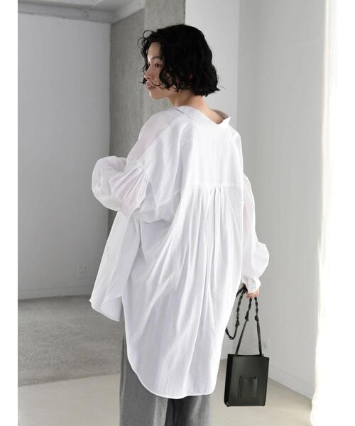 AMERICAN HOLIC（アメリカンホリック）の「Wポケットバックタックシャツチュニック（Tシャツ/カットソー・レディース・ストライプ/オフホワイト/チェック・L/M）」の21枚目の写真