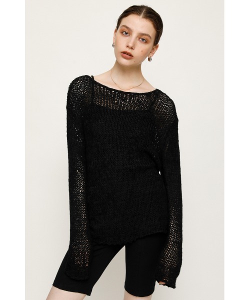 SLY（スライ）の「TAPE YARN TOPS テープヤーン トップス（ニット/セーター・レディース・ブラック/オフホワイト/ベージュ・FREE）」の2枚目の写真