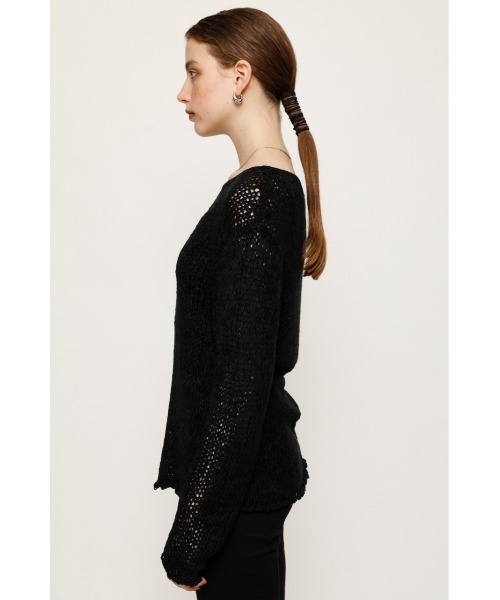 SLY（スライ）の「TAPE YARN TOPS テープヤーン トップス（ニット/セーター・レディース・ブラック/オフホワイト/ベージュ・FREE）」の7枚目の写真