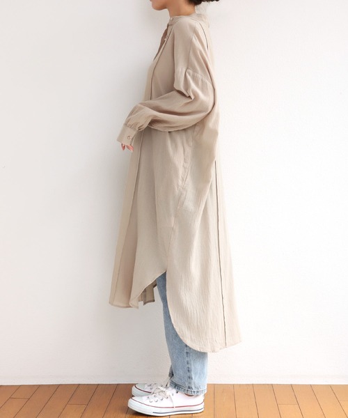 andme(アンドミー)の「コットンガーゼ長袖シアーシャツワンピース(シャツワンピース・レディース・グレー系その他/グリーン/ホワイト/ブラック・M)」の17枚目の写真
