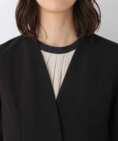 LEPSIM（レプシィム）の「洗えるきれいジャケット　956545（ノーカラージャケット・レディース・ブラック/グレイッシュベージュ/グレー/モカ・LARGE/LL/SMALL/MEDIUM）」の8枚目の写真