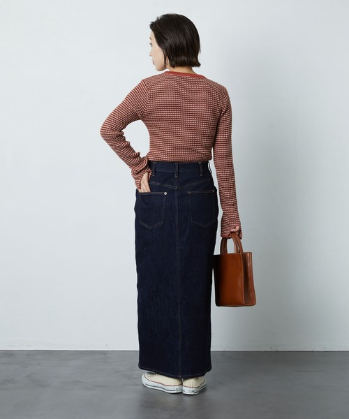 FREAK'S STORE（フリークスストア）の「デニムロングスカート(タイトスカート)（デニムスカート・レディース・インディゴブルー/ブラック・マルチサイズ）」の10枚目の写真