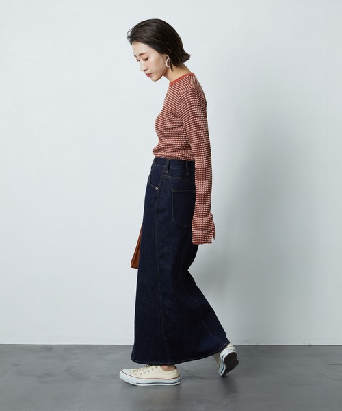 FREAK'S STORE（フリークスストア）の「デニムロングスカート(タイトスカート)（デニムスカート・レディース・インディゴブルー/ブラック・マルチサイズ）」の9枚目の写真