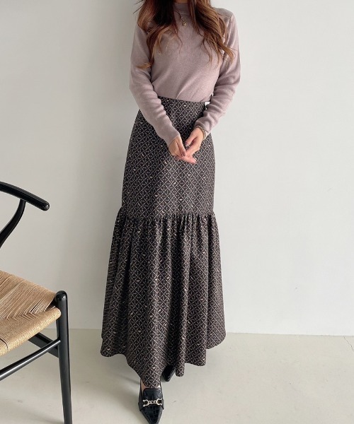 EIMY ISTOIRE（エイミーイストワール）の「ES horse patternギャザーマーメードスカート（スカート・レディース・ブラック/アイボリー/ベージュ・SMALL/MEDIUM）」の22枚目の写真