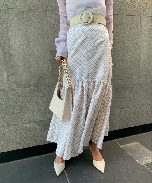 EIMY ISTOIRE（エイミーイストワール）の「ES horse patternギャザーマーメードスカート（スカート・レディース・ブラック/アイボリー/ベージュ・SMALL/MEDIUM）」の4枚目の写真