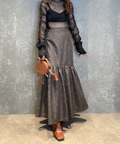 EIMY ISTOIRE（エイミーイストワール）の「ES horse patternギャザーマーメードスカート（スカート・レディース・ブラック/アイボリー/ベージュ・SMALL/MEDIUM）」の19枚目の写真