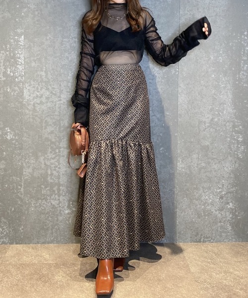 EIMY ISTOIRE（エイミーイストワール）の「ES horse patternギャザーマーメードスカート（スカート・レディース・ブラック/アイボリー/ベージュ・SMALL/MEDIUM）」の10枚目の写真