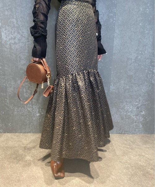 EIMY ISTOIRE（エイミーイストワール）の「ES horse patternギャザーマーメードスカート（スカート・レディース・ブラック/アイボリー/ベージュ・SMALL/MEDIUM）」の15枚目の写真