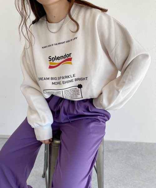 nemne store（ネンネストア）の「中華まんをたべる裏起毛プリントスウェット（スウェット・レディース・ブラック/オフホワイト/ブルー/ボルドー/オートミール/スミクロ・フリー）」の2枚目の写真