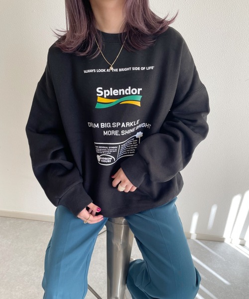 nemne store（ネンネストア）の「中華まんをたべる裏起毛プリントスウェット（スウェット・レディース・ブラック/オフホワイト/ブルー/ボルドー/オートミール/スミクロ・フリー）」の3枚目の写真