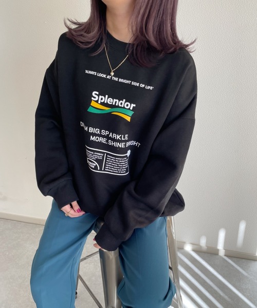 nemne store（ネンネストア）の「中華まんをたべる裏起毛プリントスウェット（スウェット・レディース・ブラック/オフホワイト/ブルー/ボルドー/オートミール/スミクロ・フリー）」の9枚目の写真