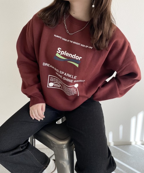 nemne store（ネンネストア）の「中華まんをたべる裏起毛プリントスウェット（スウェット・レディース・ブラック/オフホワイト/ブルー/ボルドー/オートミール/スミクロ・フリー）」の12枚目の写真