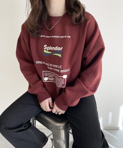 nemne store（ネンネストア）の「中華まんをたべる裏起毛プリントスウェット（スウェット・レディース・ブラック/オフホワイト/ブルー/ボルドー/オートミール/スミクロ・フリー）」の19枚目の写真