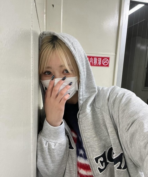 セール】オーバーサイズ カレッジロゴ フーディ スウェット ジップ