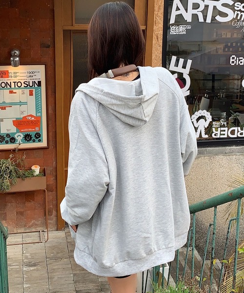 セール】オーバーサイズ カレッジロゴ フーディ スウェット ジップ