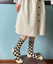 「kakko」 | レディース ブロックチェック クルーソックス靴下(ソックス/靴下)