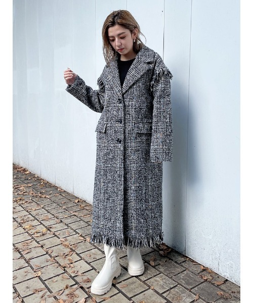 ENVYM(アンビー)の「フリンジロング CT(その他アウター・レディース・ブラック/チェック・FREE)」の7枚目の写真