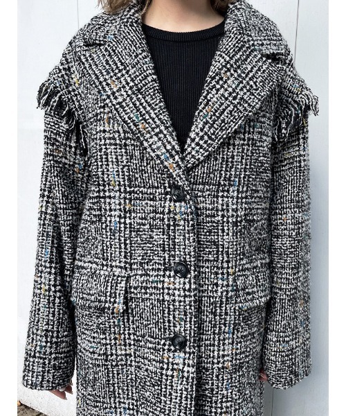 ENVYM(アンビー)の「フリンジロング CT(その他アウター・レディース・ブラック/チェック・FREE)」の16枚目の写真