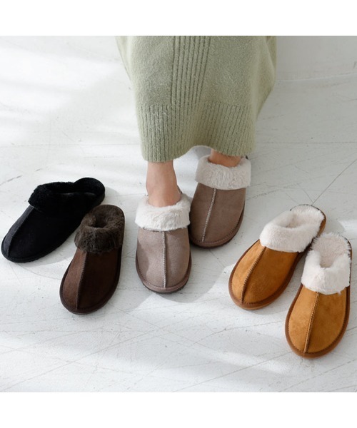 KOBE LETTUCE（コウベレタス）の「センターシームムートンファースリッパ[I2384]（その他シューズ・レディース・ベージュ/ブラウン系/ブラック/ブラウン・M/L/S/LL）」の12枚目の写真