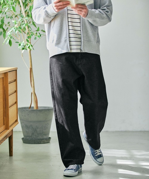 EMMA CLOTHES(エマクローズ)の「ルーズセミワイドストレートデニムパンツ EMMA CLOTHES(デニムパンツ・メンズ・ブラック/グレー/サックスブルー/インディゴブルー/ネイビー・S/M/L)」の2枚目の写真