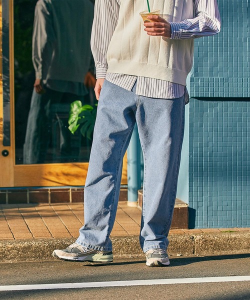 EMMA CLOTHES(エマクローズ)の「ルーズセミワイドストレートデニムパンツ EMMA CLOTHES(デニムパンツ・メンズ・ブラック/グレー/サックスブルー/インディゴブルー/ネイビー・S/M/L)」の9枚目の写真