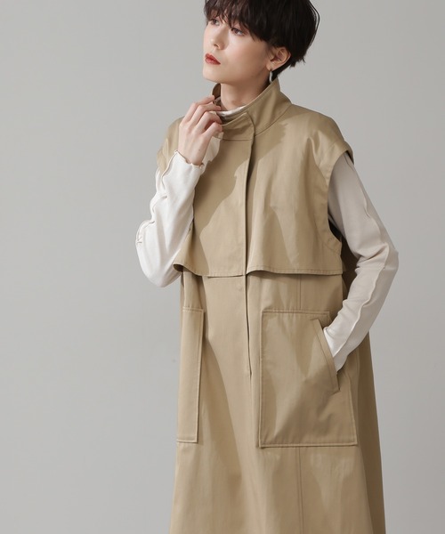 N.（N. Natural Beauty Basic）（エヌエヌナチュラルビューティーベーシック）の「◆２ＷＡＹスタンドネックコート（その他アウター・レディース・ベージュ/カーキ・MEDIUM）」の7枚目の写真